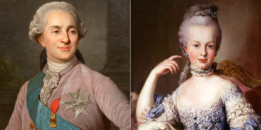 這張圖片展示了法國國王路易十六 (Louis XVI) 及其妻子瑪麗·安東尼 (Marie Antoinette) 的肖像